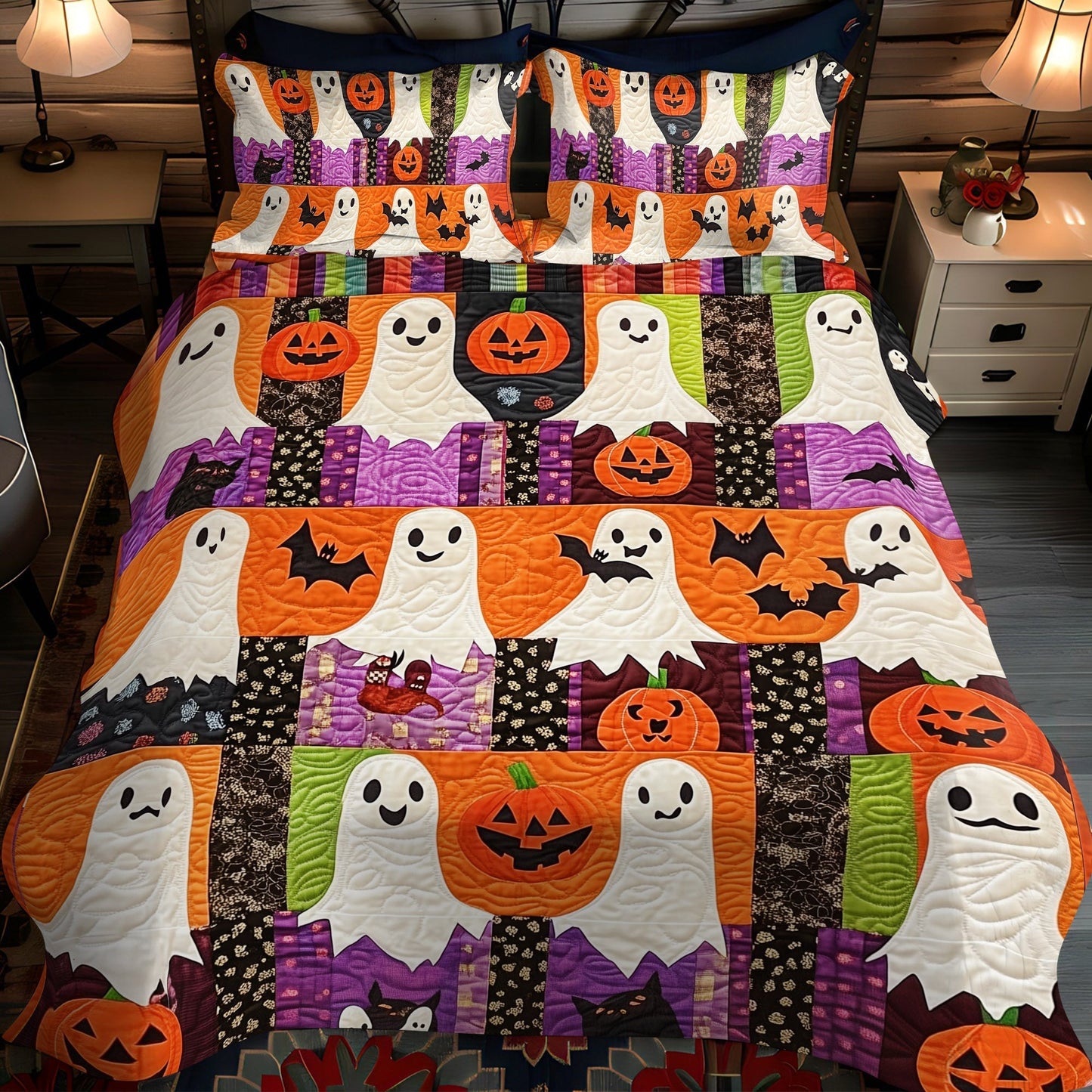 Haunted Harvest Dreams Quilted Bedding Set - Single (59" x 70")