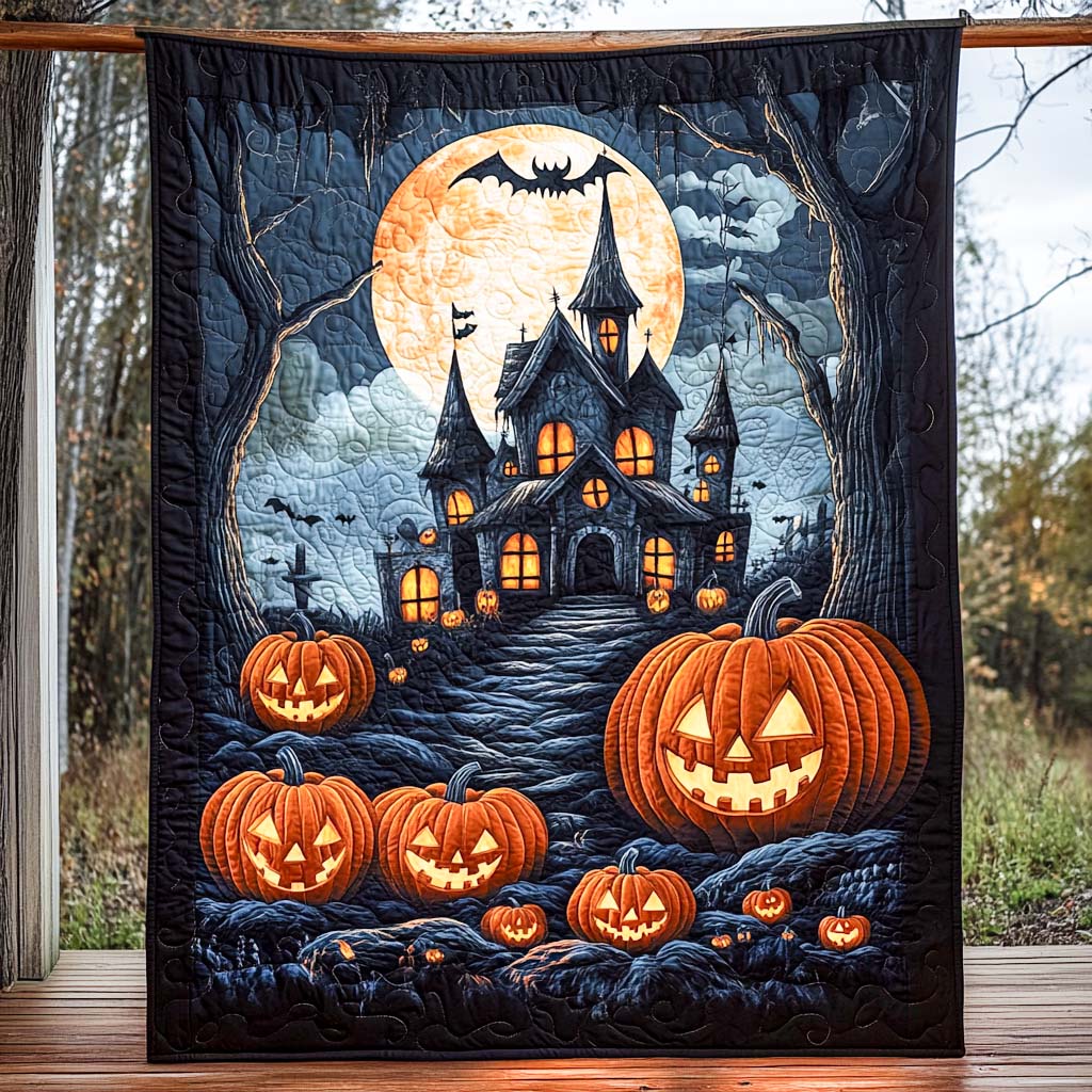 Haunted Manor Quilted Blanket - Throw (55" x 60")