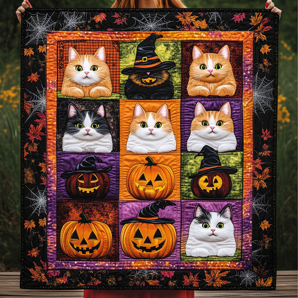 Haunted Whiskers Quilted Blanket - Throw (55" x 60")