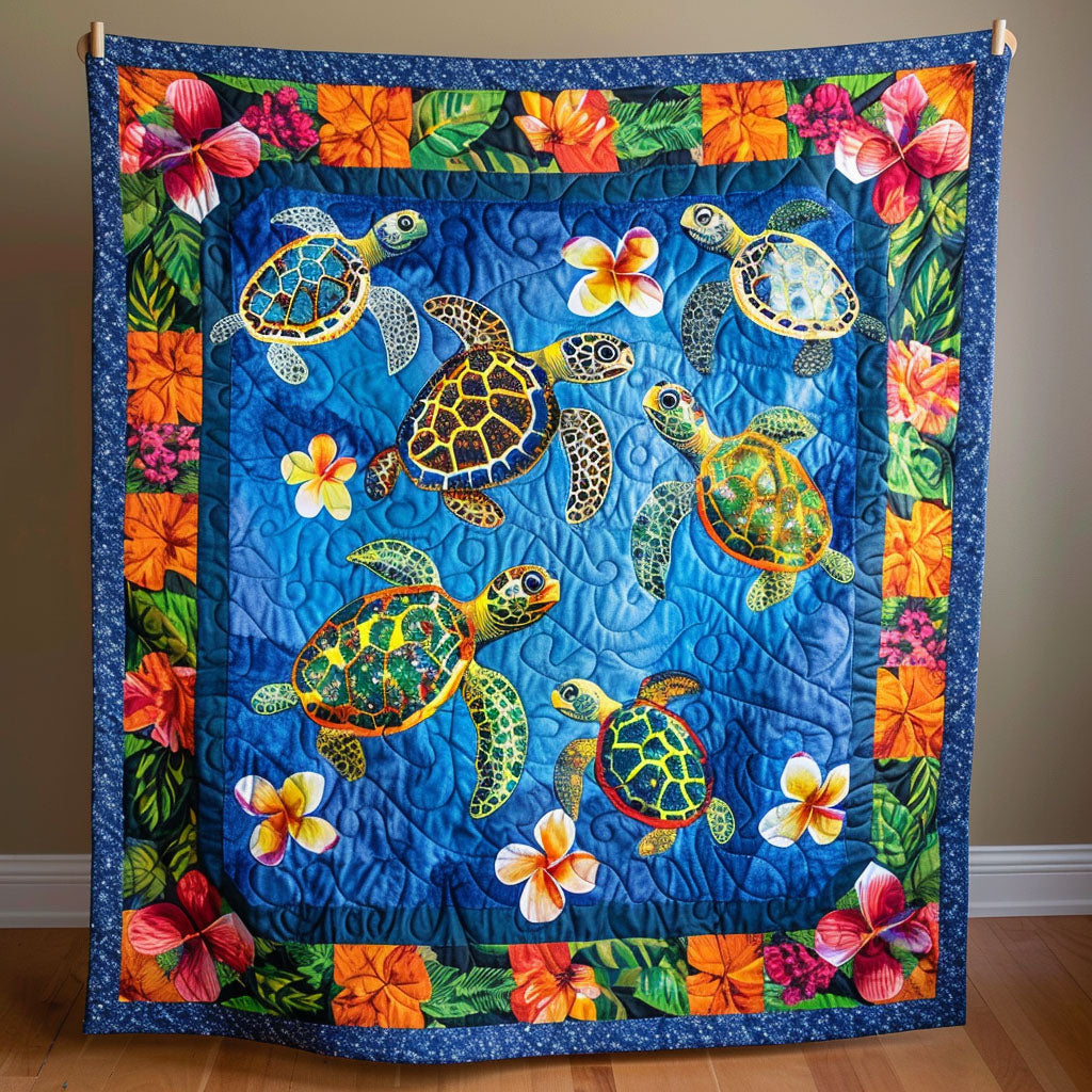 Hawaiian Turtle Dream Quilted Blanket - Throw (55" x 60")