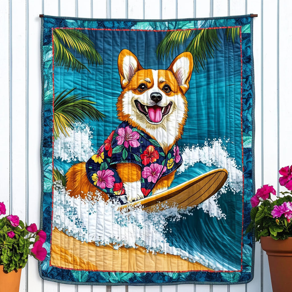 Hawaiian Wave Rider Quilted Blanket - Baby (30" x 40")