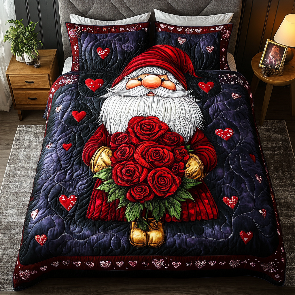 Heart Bouquet 3-Piece Quilted Bedding Set - Single (59" x 70")