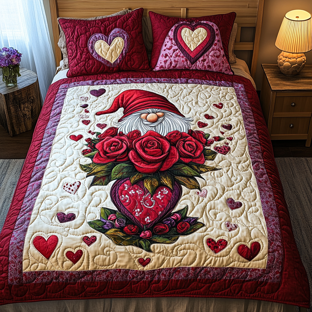 Heart Haven 3-Piece Quilted Bedding Set - Single (59" x 70")