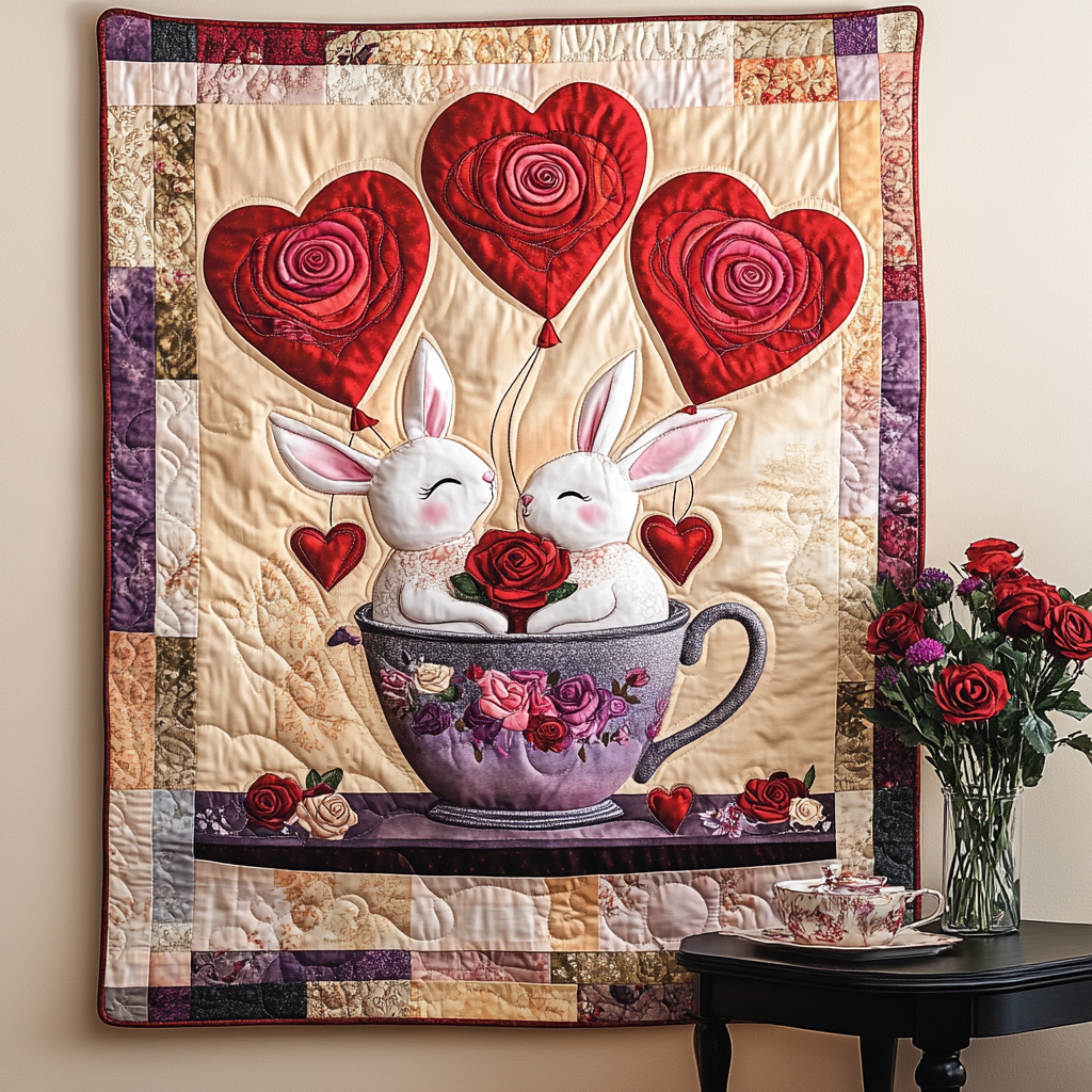 Heartfelt Fur Quilted Blanket - Throw (55" x 60")