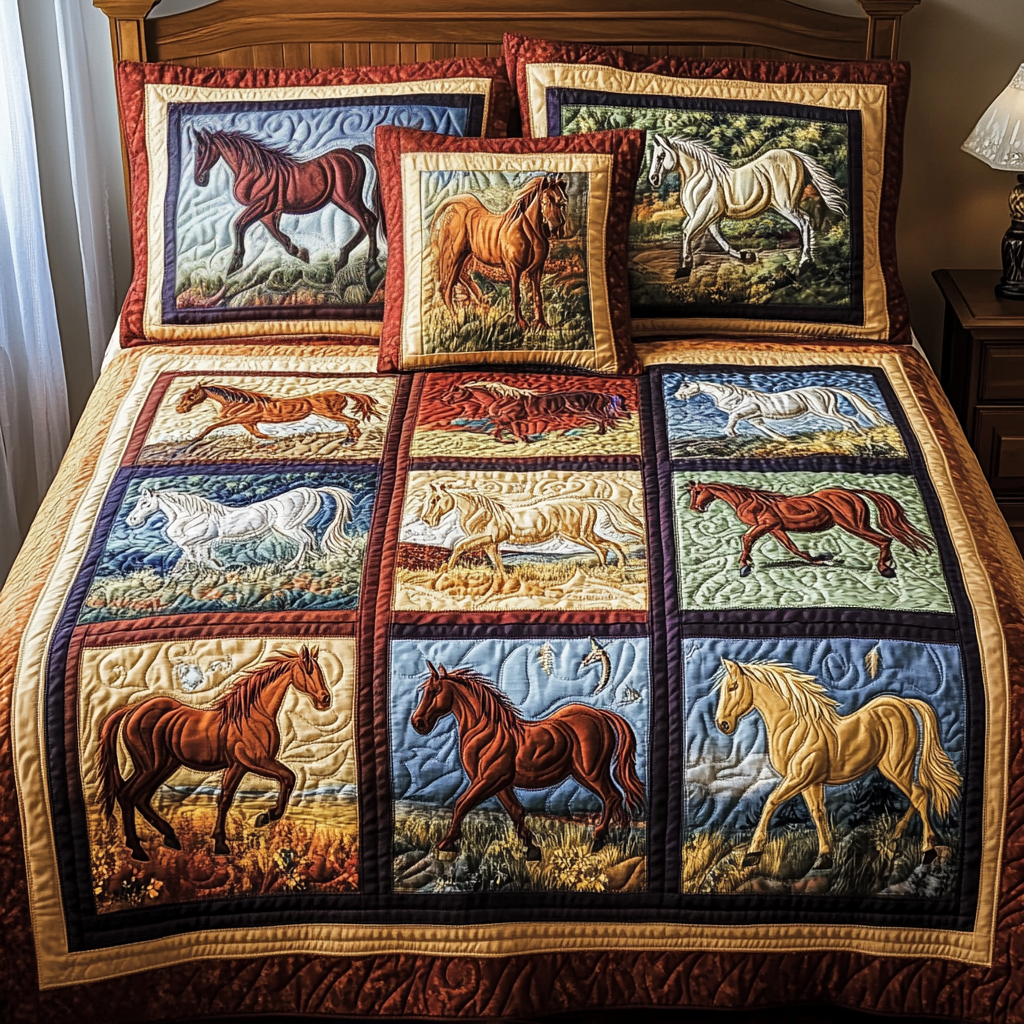 Heartland Horses 3-Piece Quilted Bedding Set - Single (59" x 70")