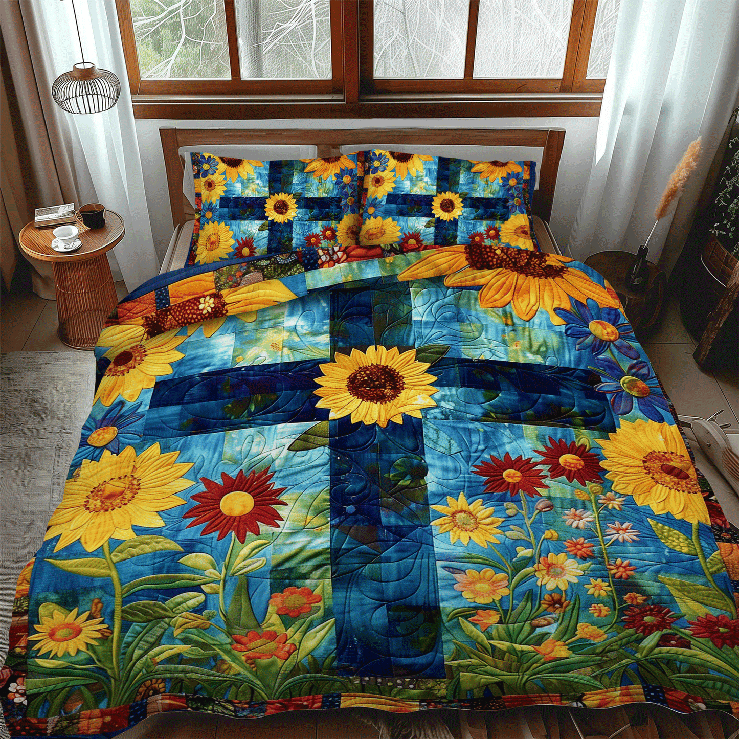 Heavenly Garden 3-Piece Quilted Bedding Set - Single (59" x 70")