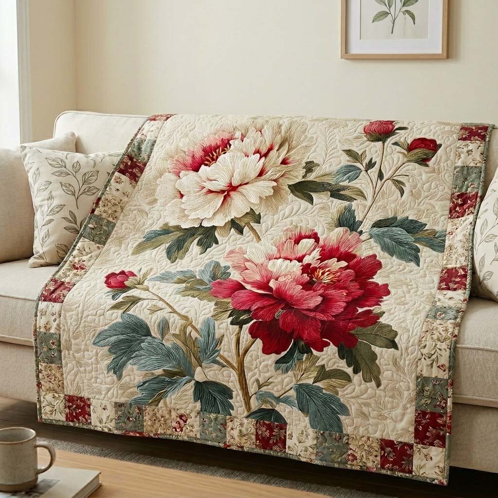 Heirloom Peony Quilted Blanket - Baby (30" x 40") - Pack 1