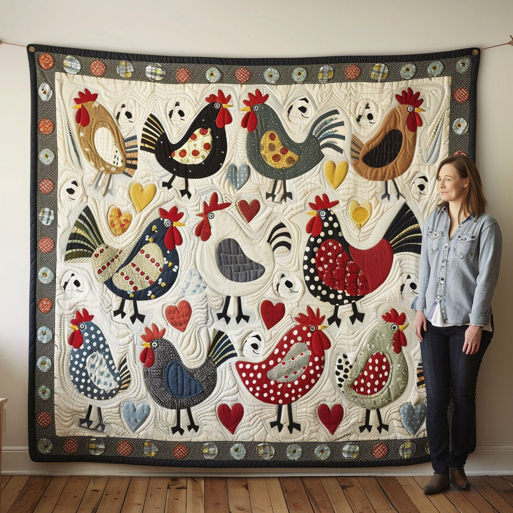 Hen House Harmony Quilted Blanket - Throw (55" x 60")
