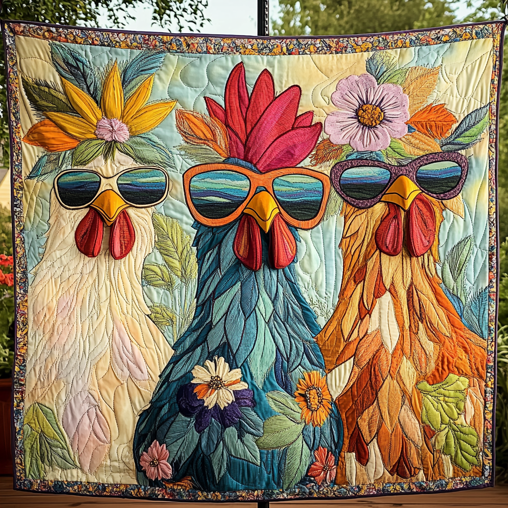Hen Haven Quilted Blanket - Throw (55" x 60")