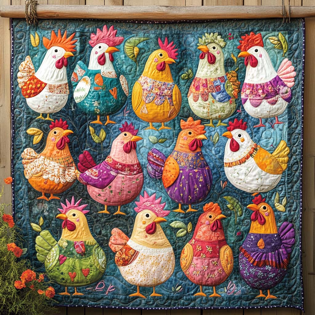 Hen Party Quilted Blanket - Throw (55" x 60")