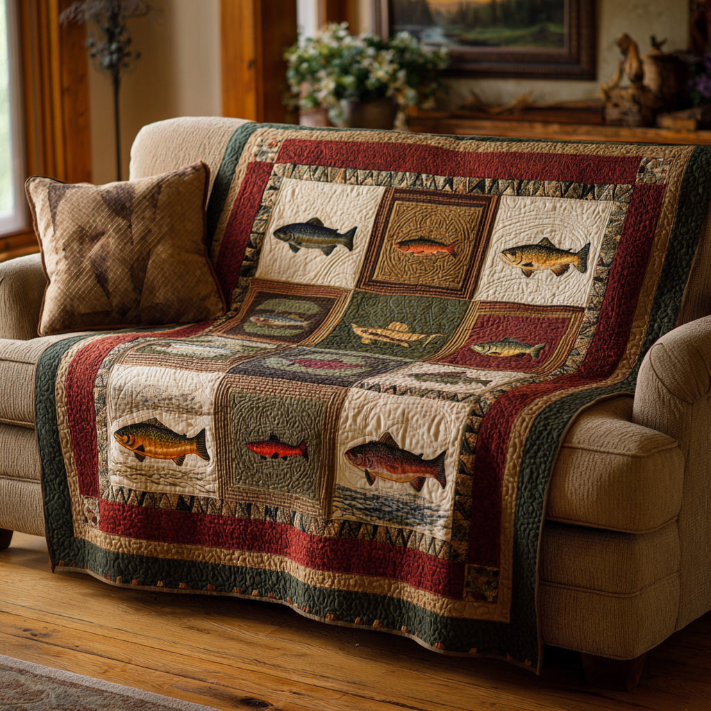 Heritage Fish Blocks Quilted Blanket - Baby (30" x 40") - Pack 1