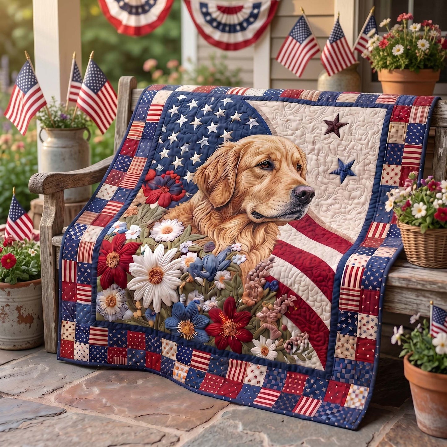 Heritage Golden Retriever Quilted Blanket - Baby (30" x 40") - Pack 1