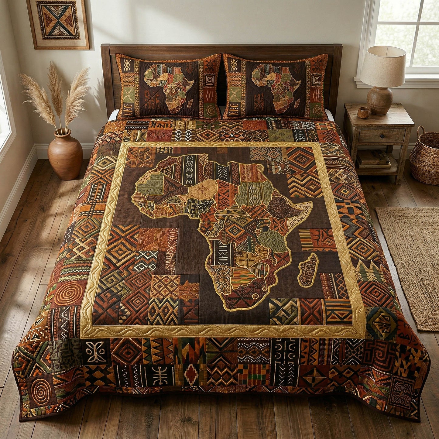 Heritage Map 3-Piece Quilted Bedding Set - Single (59" x 70")