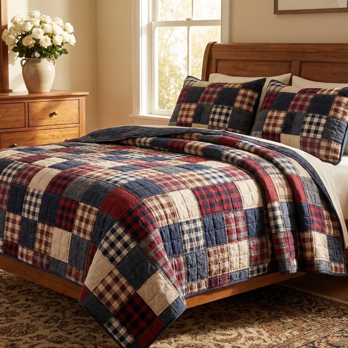 Heritage Patchwork 3-Piece Quilted Bedding Set - Single (59" x 70")