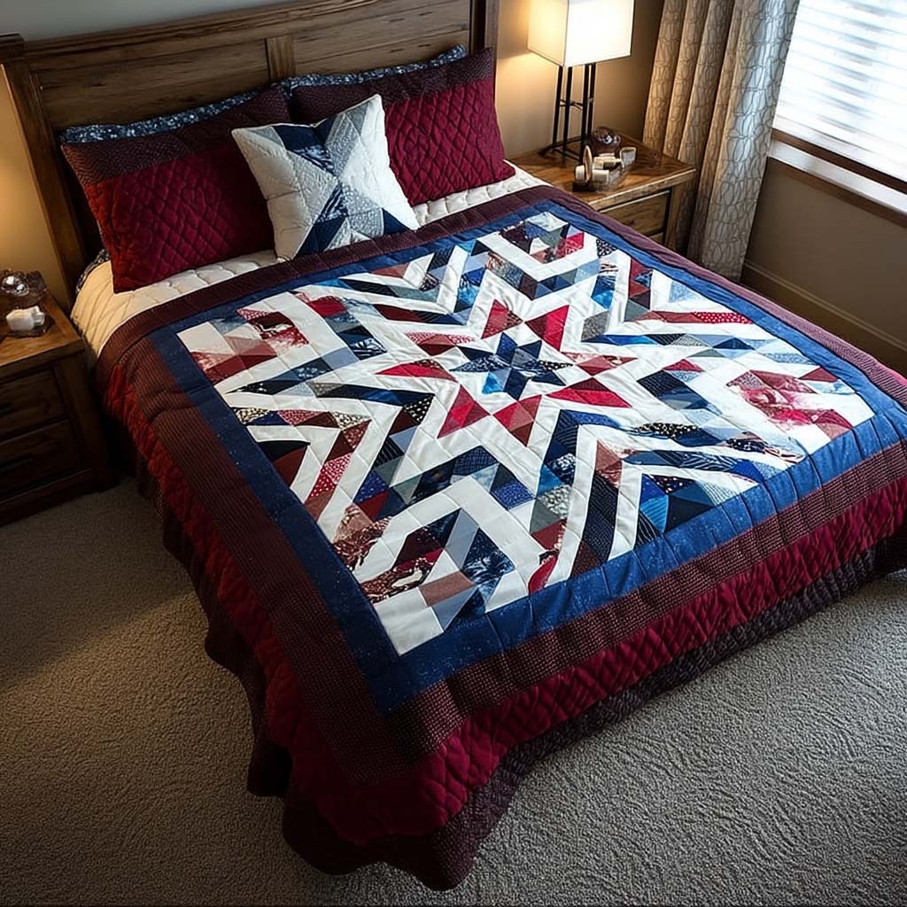 Heritage Star Patch 3-Piece Quilted Bedding Set - Single (59" x 70")