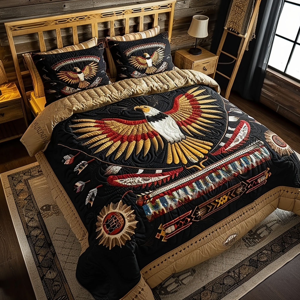 Heroic Soar Eagle 3-Piece Quilted Bedding Set - Single (59" x 70")