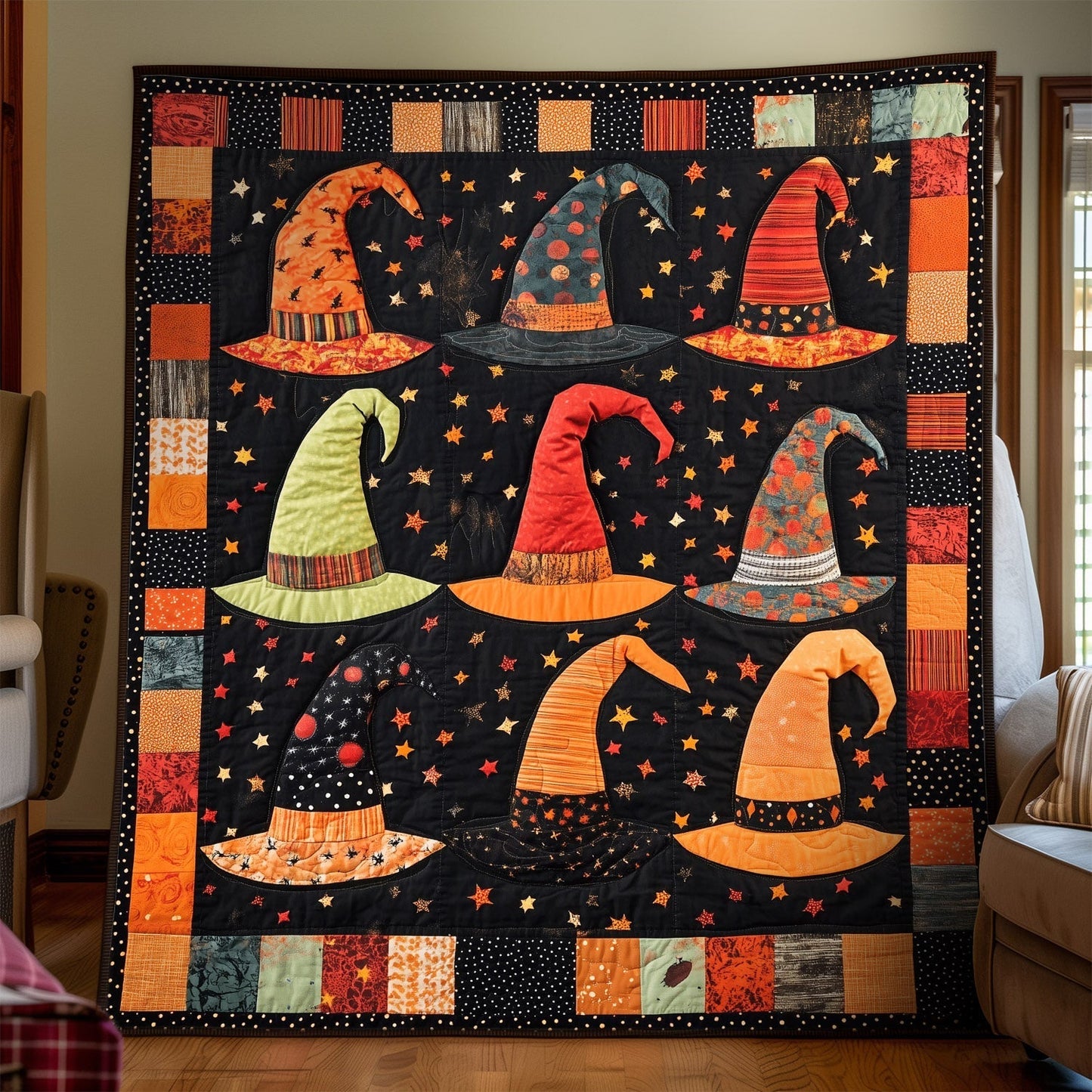 Hexed Hats Quilted Blanket - Throw (55" x 60")