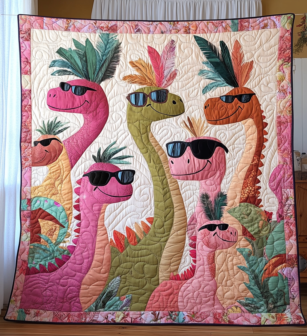 Hhilarious Dinosaur Art Quilt Hanging - Baby (30" x 40")