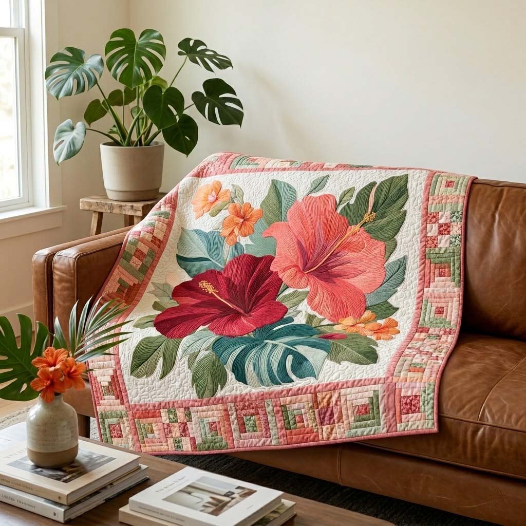 Hibiscus Harmony Quilted Blanket - Baby (30" x 40") - Pack 1