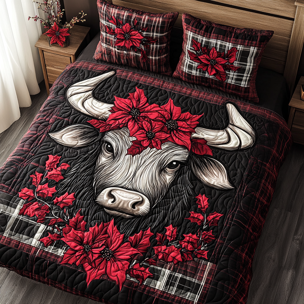 Highland Moo Magic 3-Piece Quilted Bedding Set - Single (59" x 70")