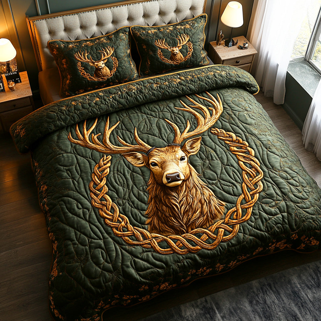 Highland Deer Loop 3-Piece Quilted Bedding Set - Single (59" x 70")