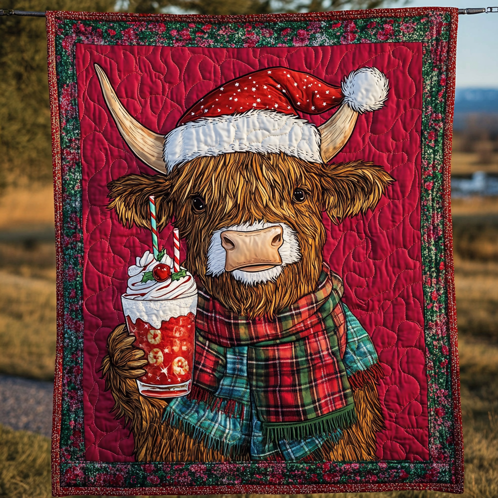 Highland Holiday Bliss Quilted Blanket - Throw (55" x 60")