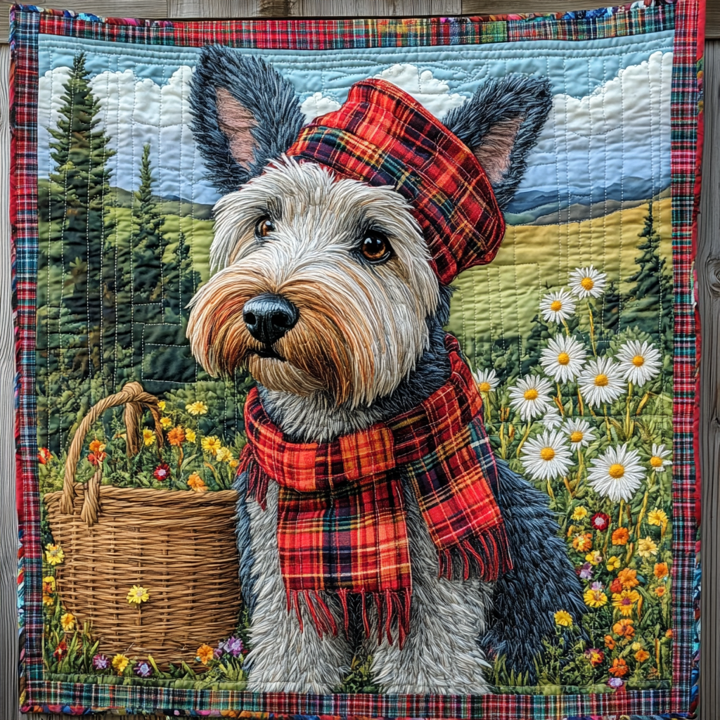 Highland Terrier Charm Quilted Blanket - Throw (55" x 60")