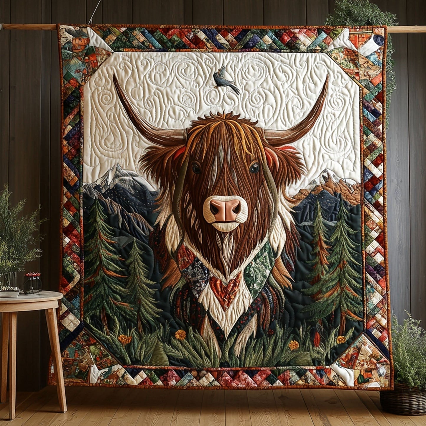 Highland Wanderlust Quilted Blanket - Throw (55" x 60")