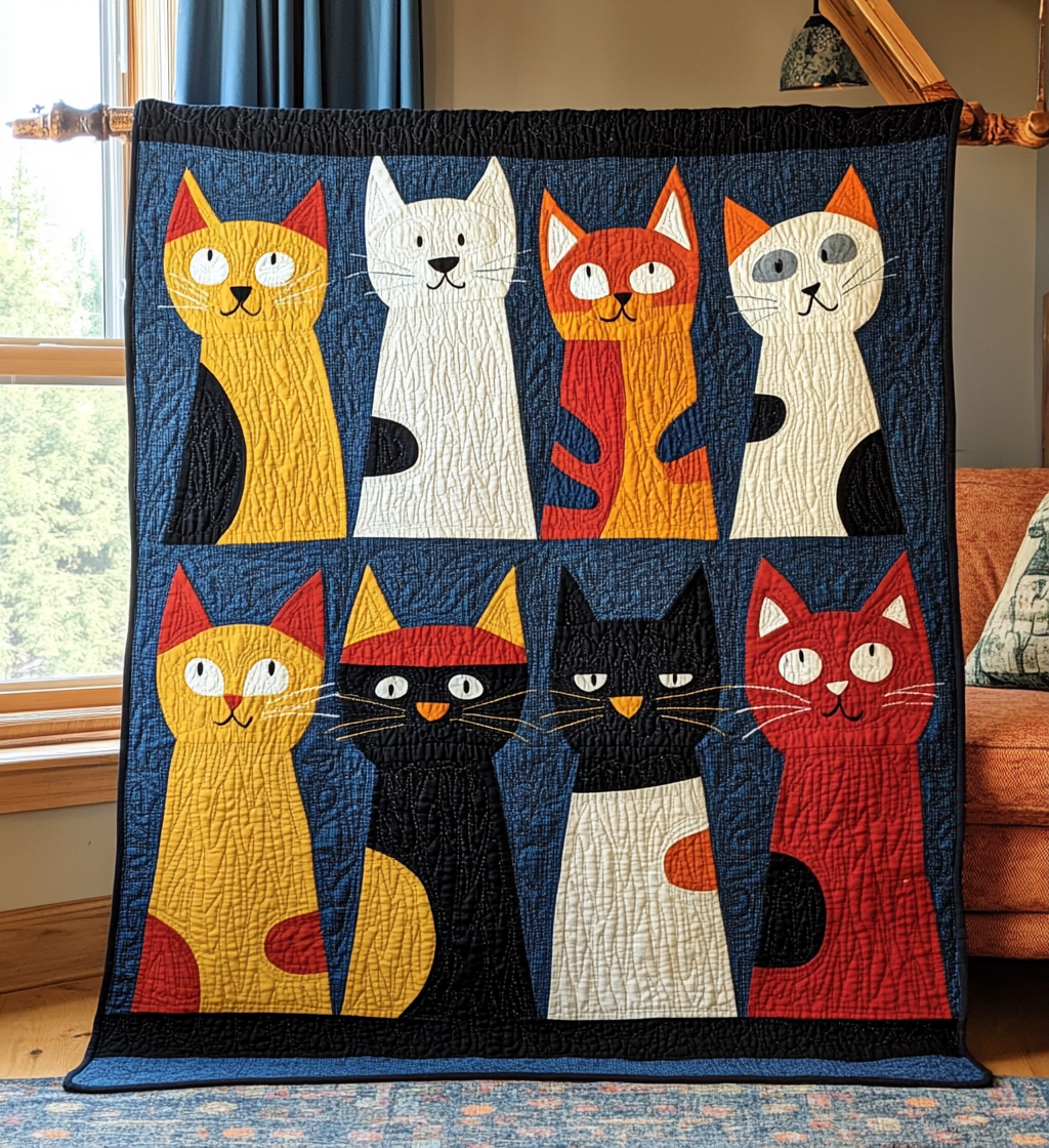 Hilarious Kitty Quilted Blanket - Throw (55" x 60")