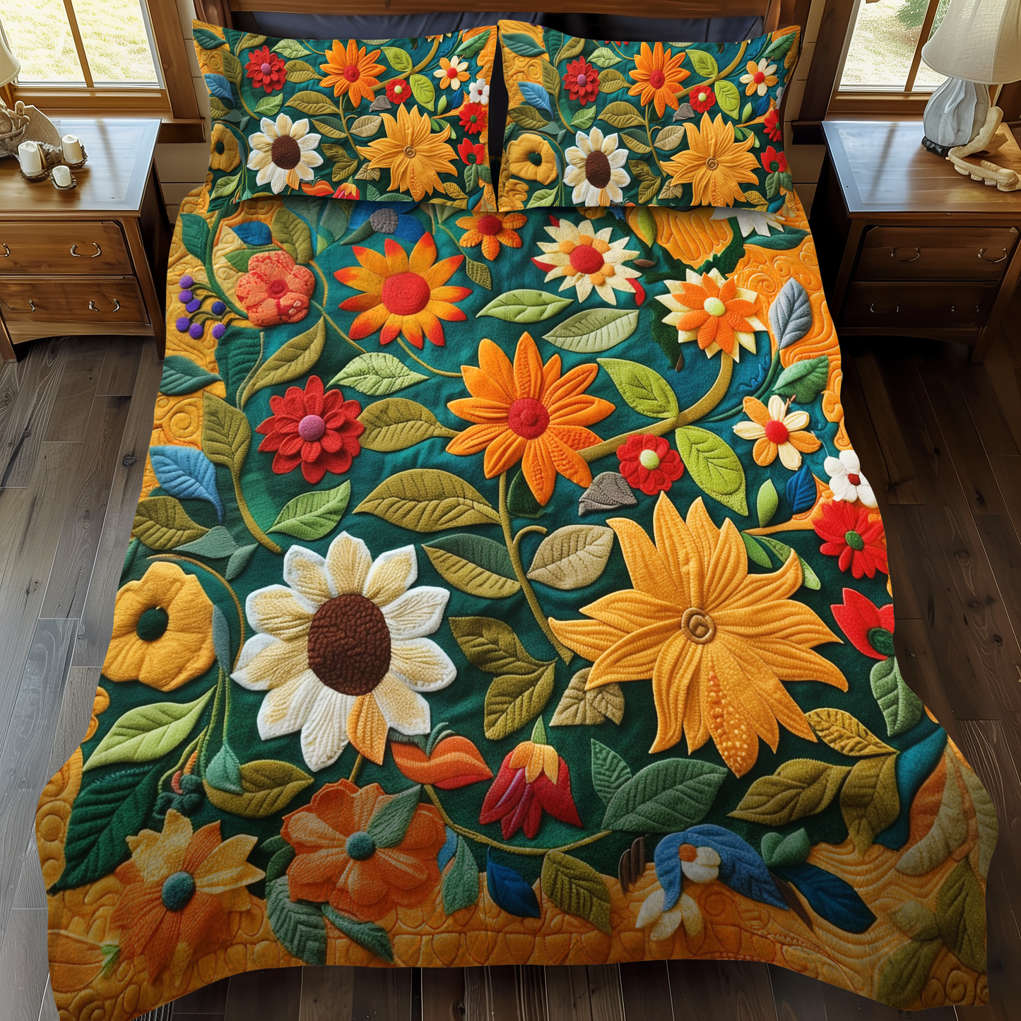 Hilarious Sunflowers 3-Piece Quilted Bedding Set - Single (59" x 70")