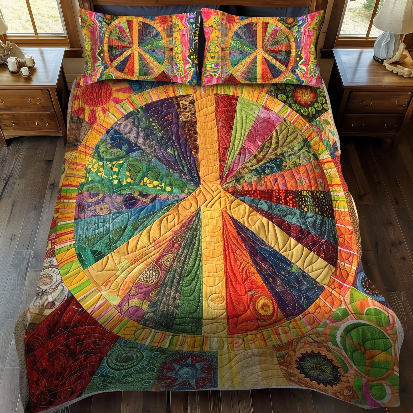 Hippie Sunbeam 3-Piece Quilted Bedding Set - Single (59" x 70")