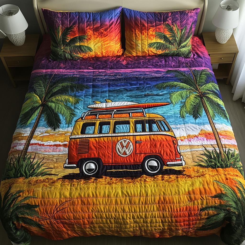 Hippie Adventure 3-Piece Quilted Bedding Set - Single (59" x 70")