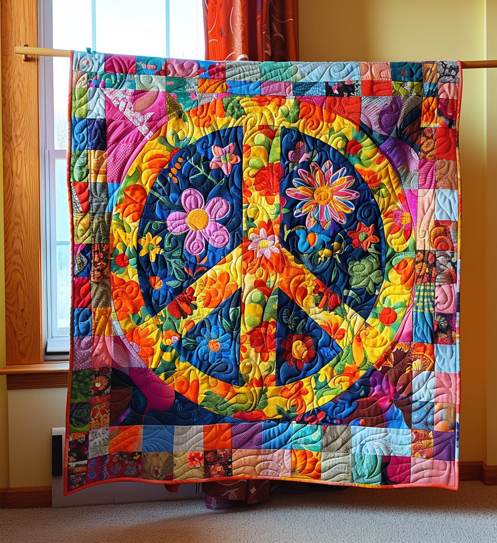 Hippie Blossoms Quilted Blanket - Throw (55" x 60")