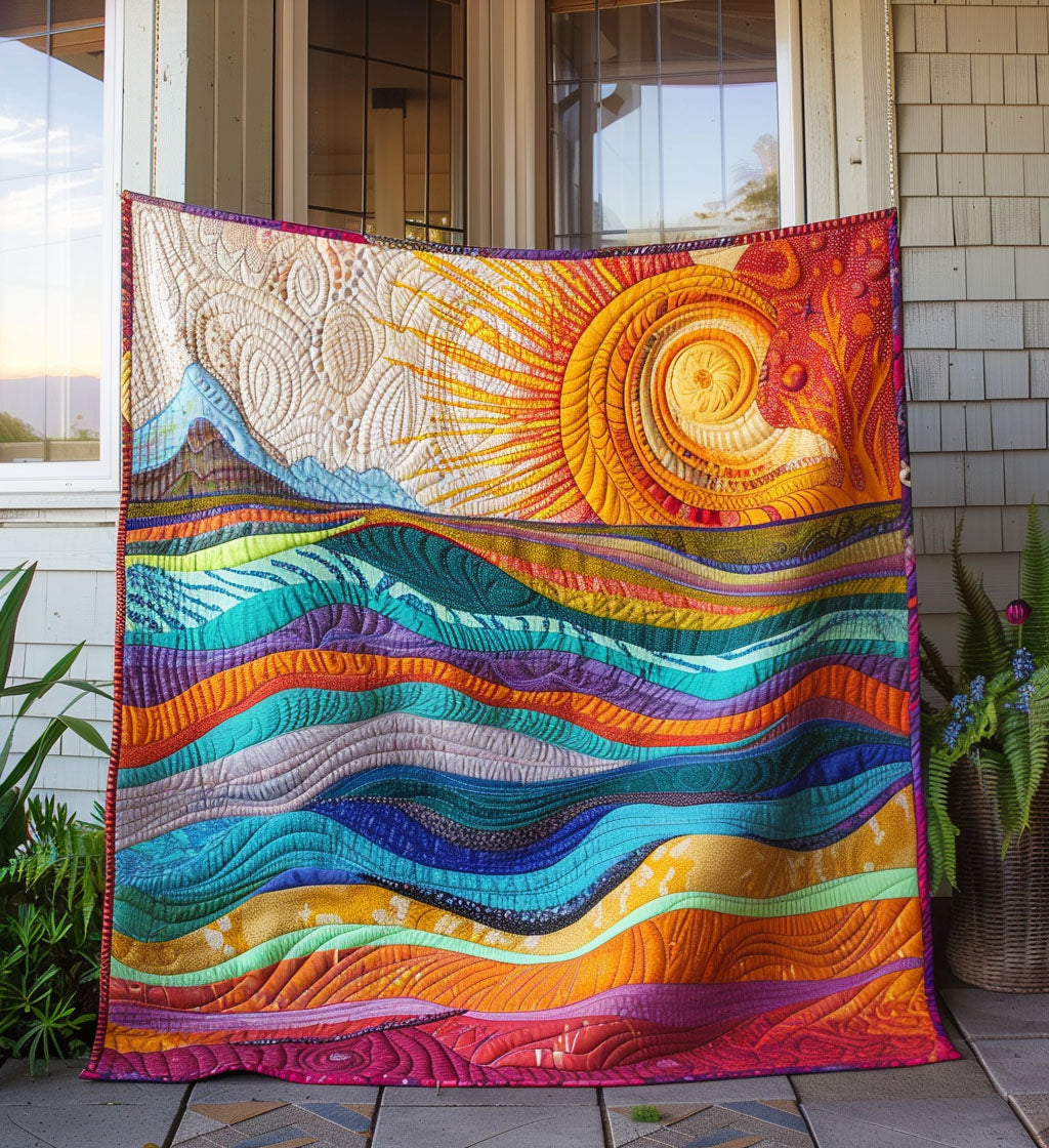 Hippie Horizon Bliss Quilted Blanket - Throw (55" x 60")