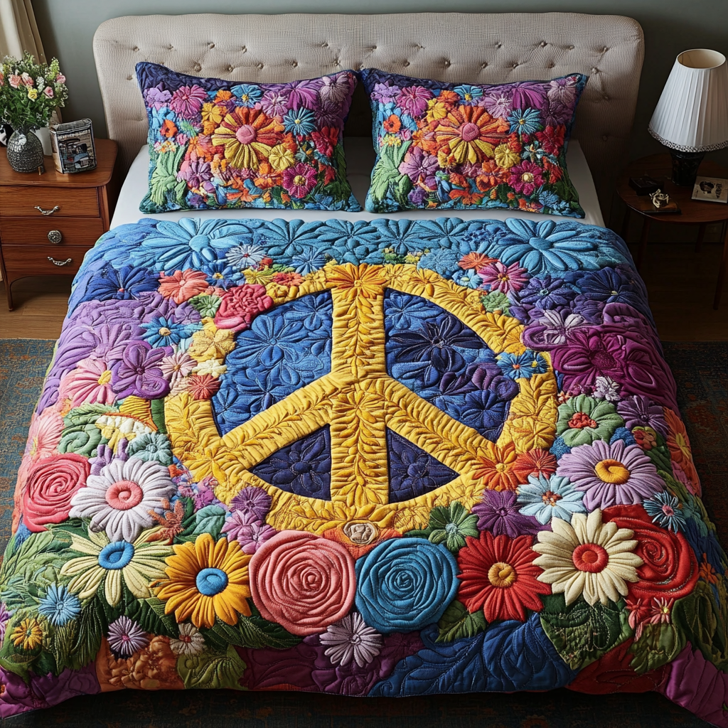 Hippie Soul 3-Piece Quilted Bedding Set - Single (59" x 70")