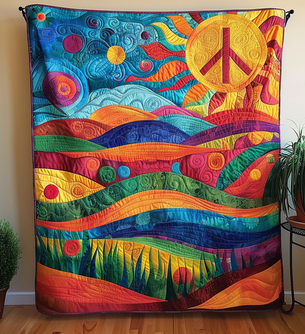 Hippie Sunscape Harmony Quilted Blanket - Throw (55" x 60")