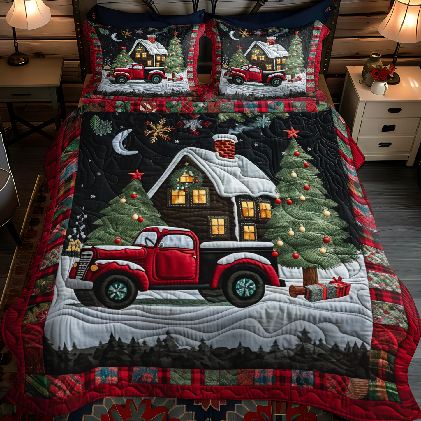 Holiday Cabin 3-Piece Quilted Bedding Set - Single (59" x 70")