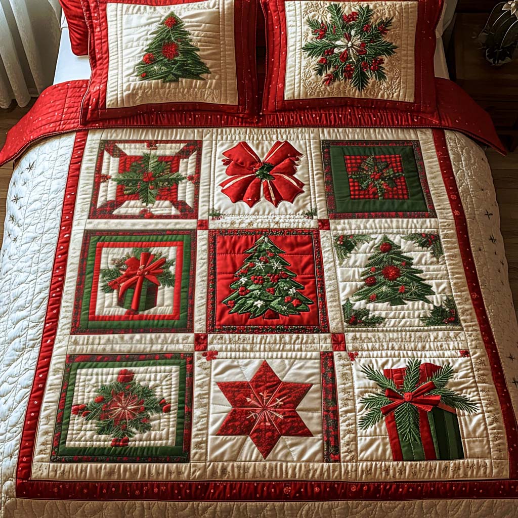 Holiday Harmony 3-Piece Quilted Bedding Set - Single (59" x 70")