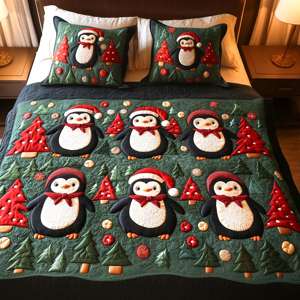 Holiday Trees 3-Piece Quilted Bedding Set - Single (59" x 70")