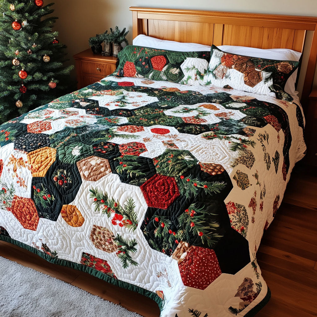 Holiday Beauty 3-Piece Quilted Bedding Set - Single (59" x 70")