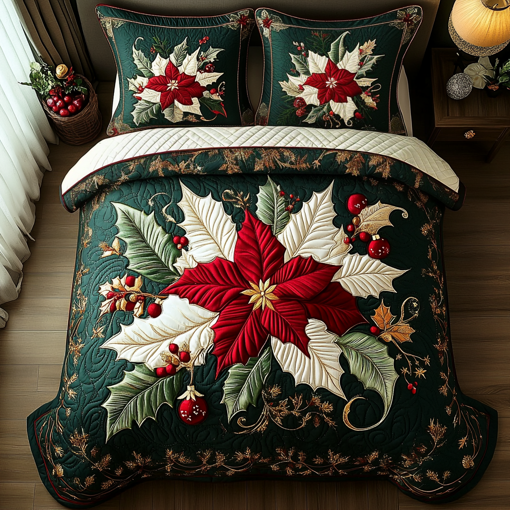 Holiday Bloom Quilted Bedding Set - Single (59" x 70")
