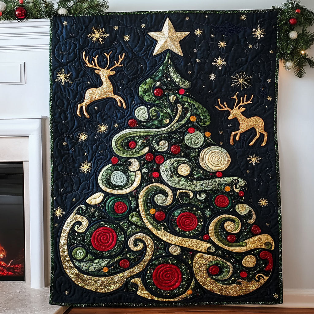 Holiday Deer Quilted Blanket - Throw (55" x 60")