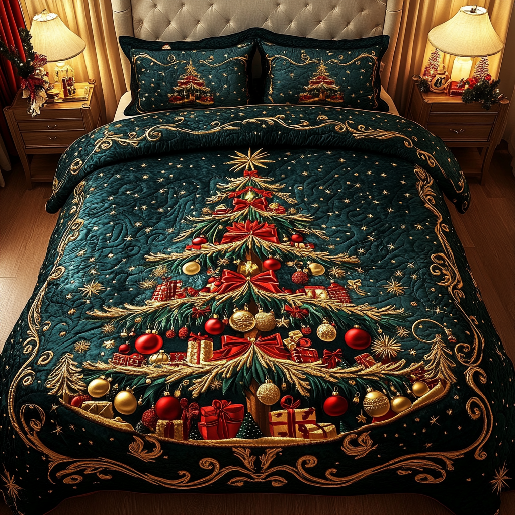 Holiday Evergreen 3-Piece Quilted Bedding Set - Single (59" x 70")