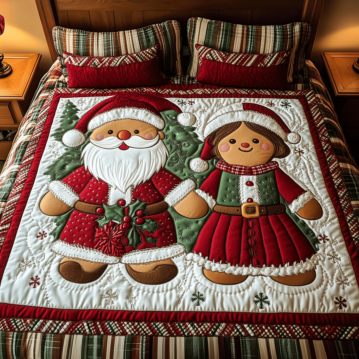 Holiday Gingerbread Snuggles 3-Piece Quilted Bedding Set - Single (59" x 70")
