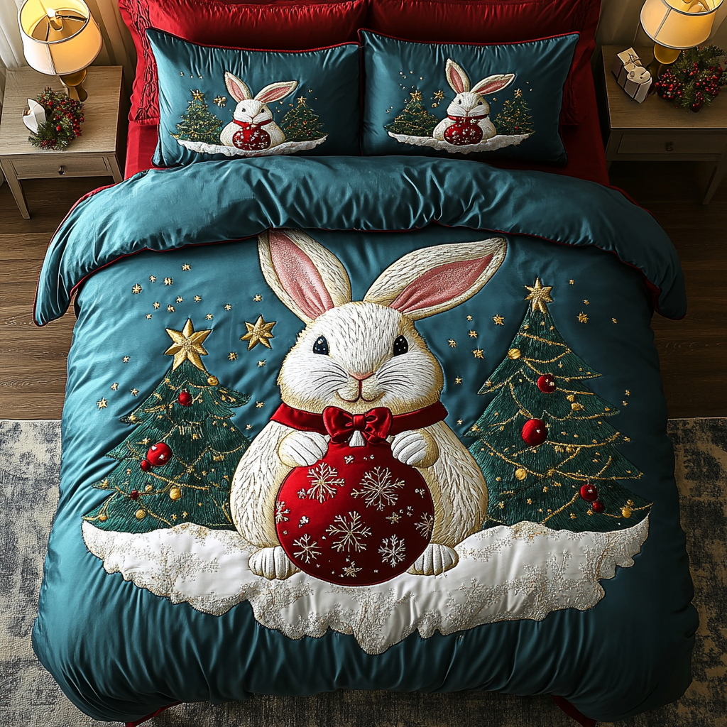 Holiday Hare Magic 3-Piece Quilted Bedding Set - Single (59" x 70")