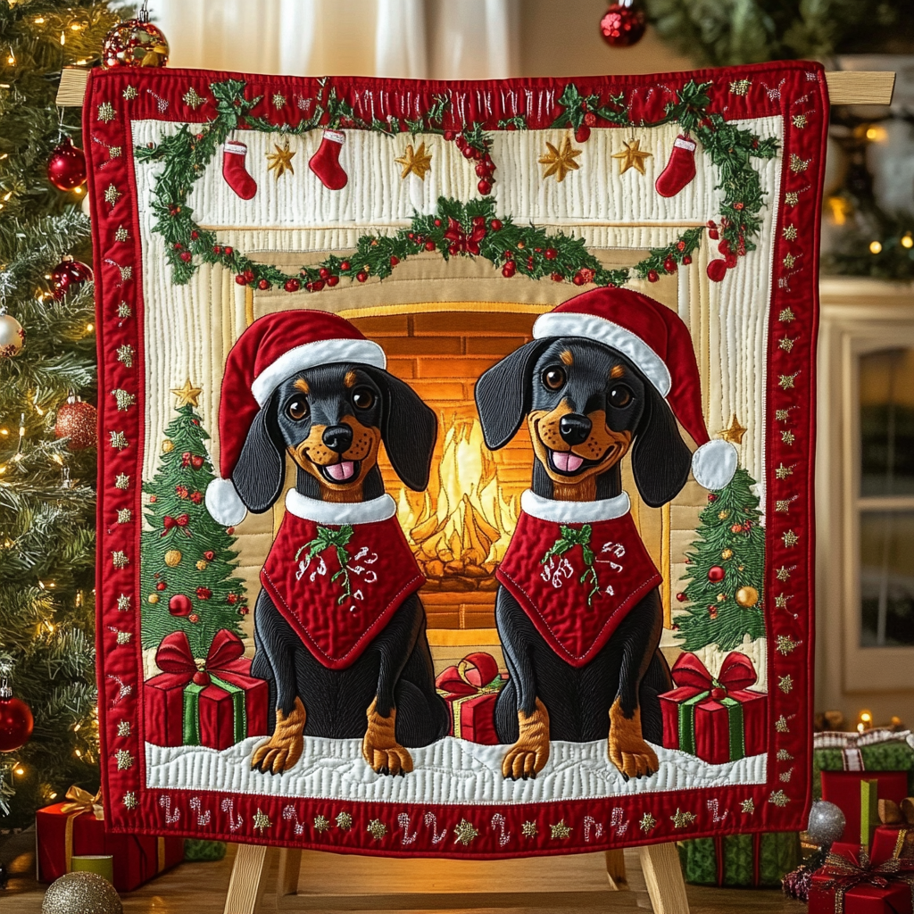 Holiday Hot Dog Quilted Blanket - Throw (55" x 60")