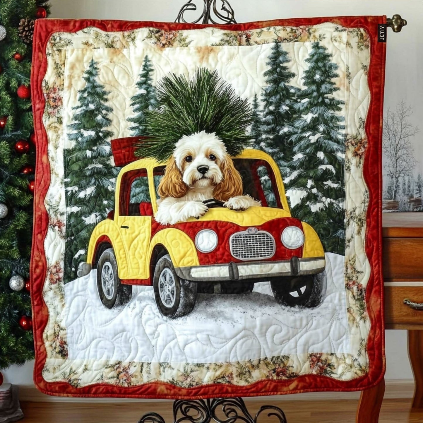 Holiday Hound Haven Quilted Blanket - Throw (55" x 60")