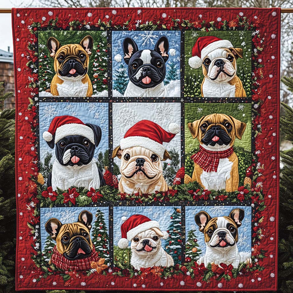 Holiday Hounds Quilted Blanket - Throw (55" x 60")