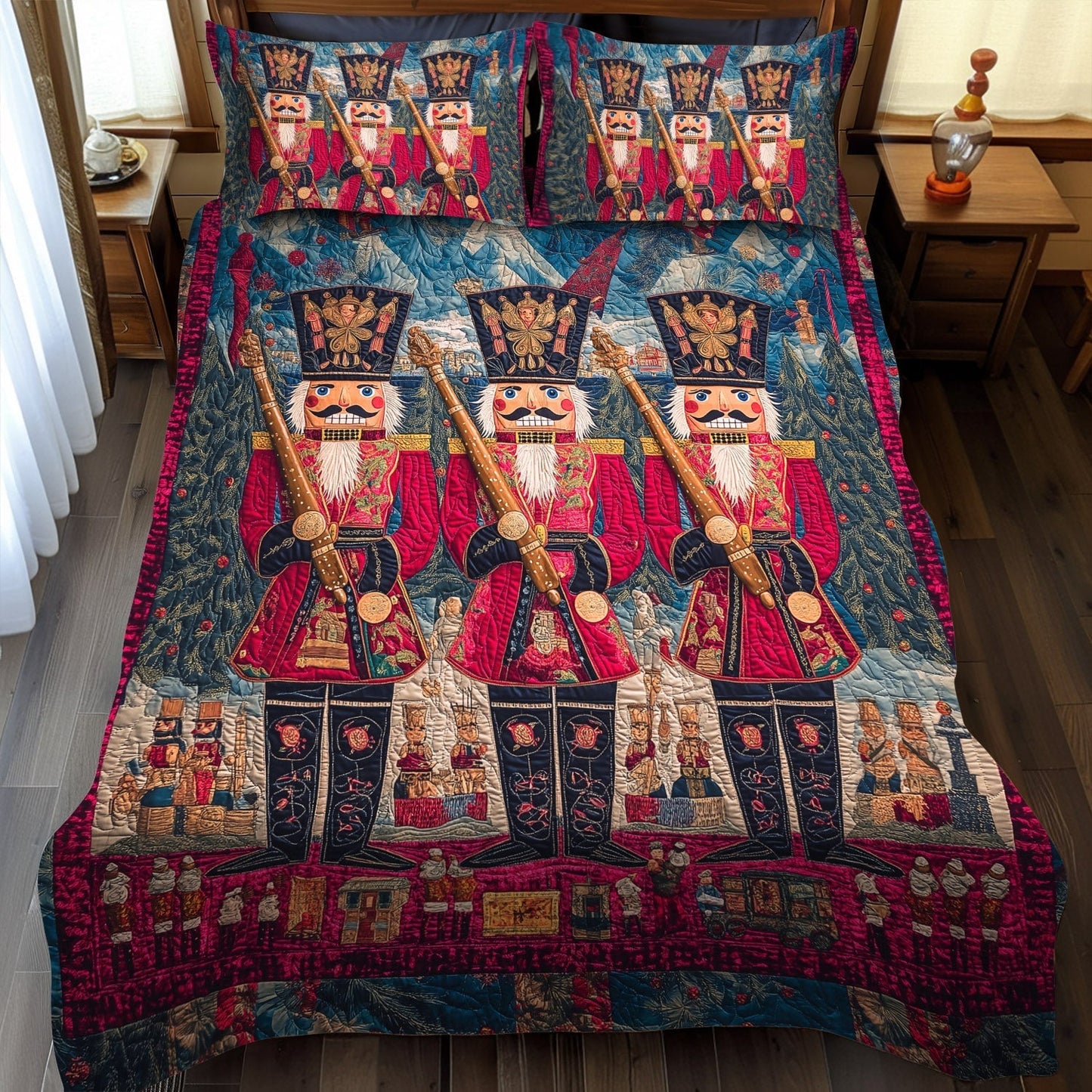 Holiday Nutcracker 3-Piece Quilted Bedding Set - Single (59" x 70")
