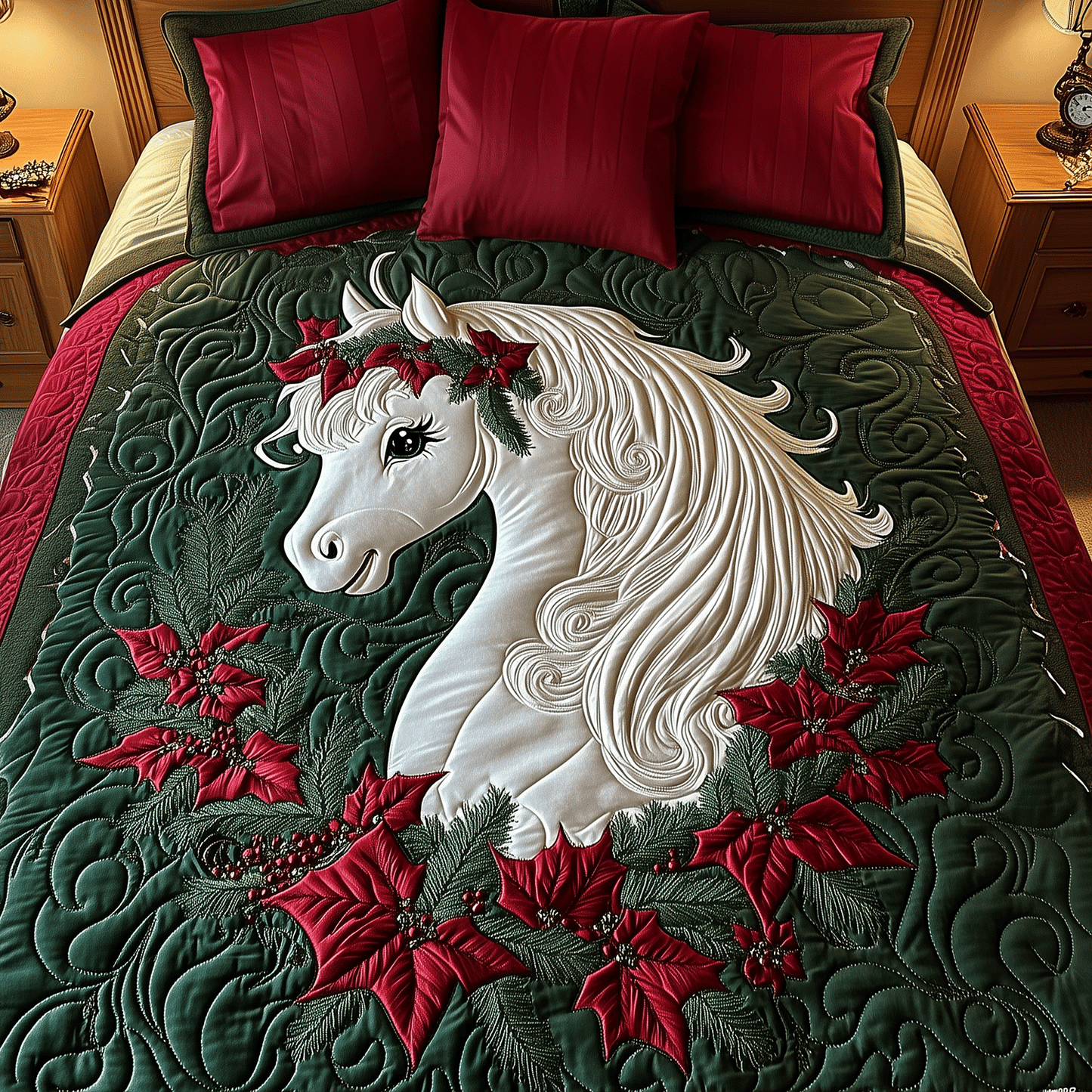Holiday Pony Delight 3-Piece Quilted Bedding Set - Single (59" x 70")